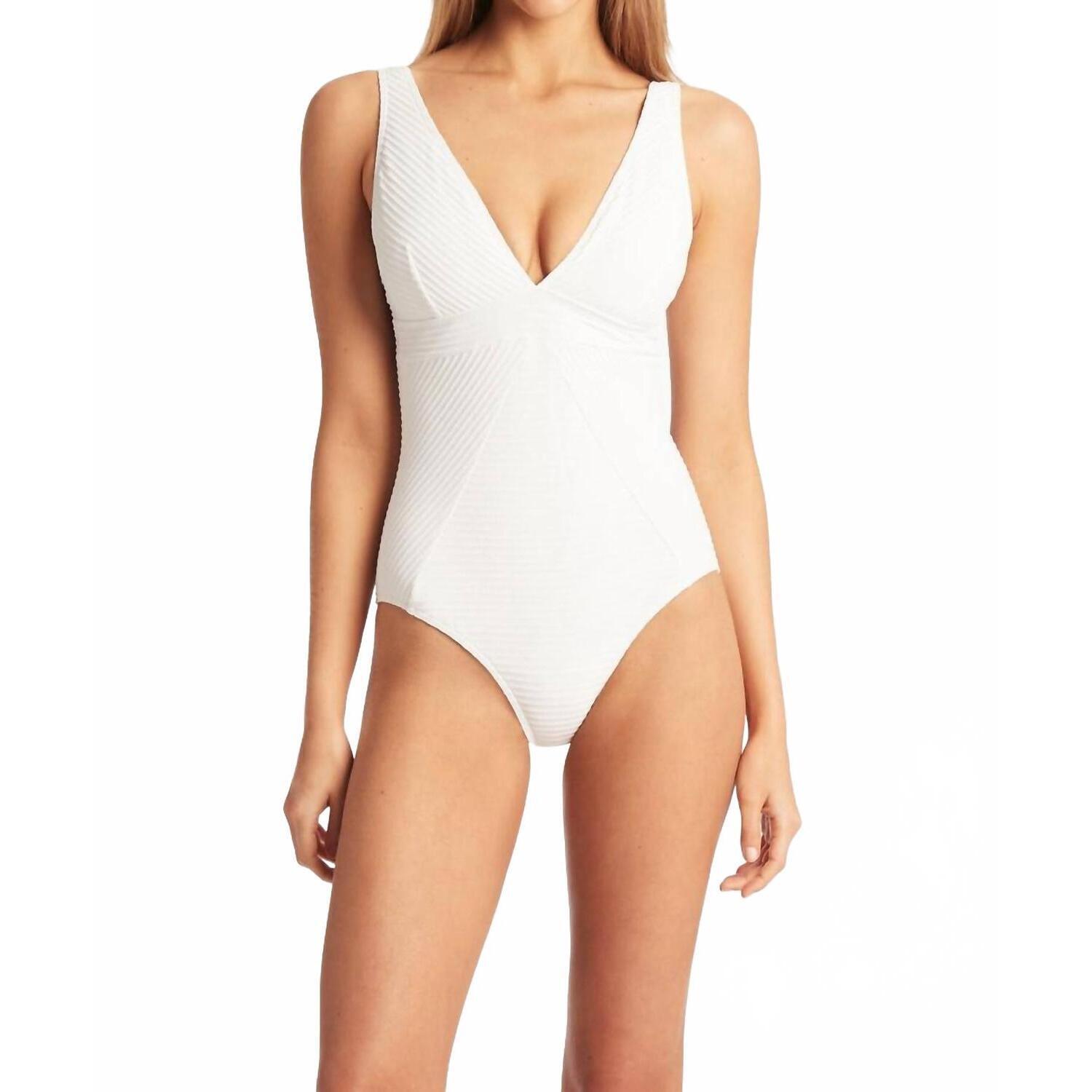 New Sea Level Australia Spinnaker Panel Line Multifit One Piece Swimsuit In Whit
